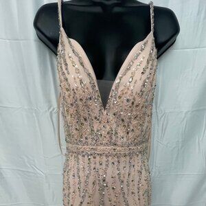 Andrea & Leo Couture pale peach Prom Wedding Dress - Size 8 Rhinestone bodice